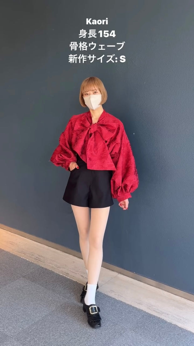 スーベニアショップに寄ろう》バルーンスリーブリボントップス-Red