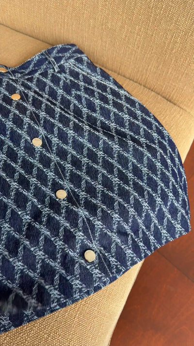 《ナプキンの正しい折り方》格子柄デニムスカート-Navy