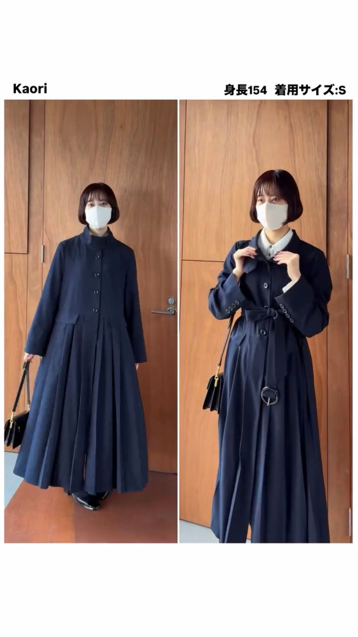 《公園のベンチに一緒に座ろう》ベルト付き2wayジャケットワンピース-Gray
