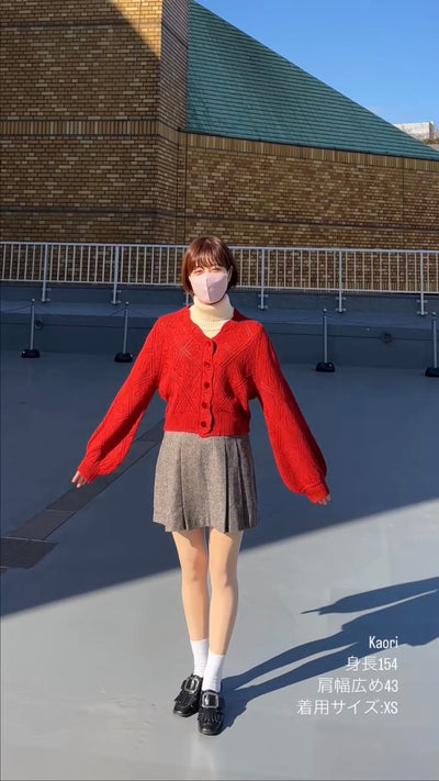 《まだ顔パック中》ロゴニットカーディガン-Orange red