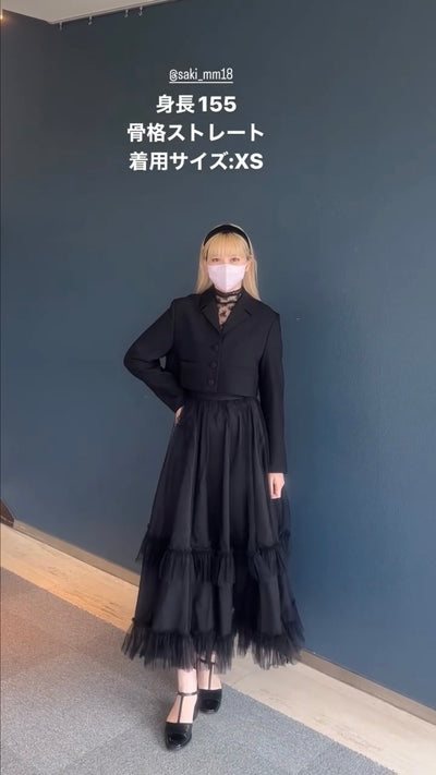 《枕の下に隠したラッキーチャーム》クロップドジャケット-Black