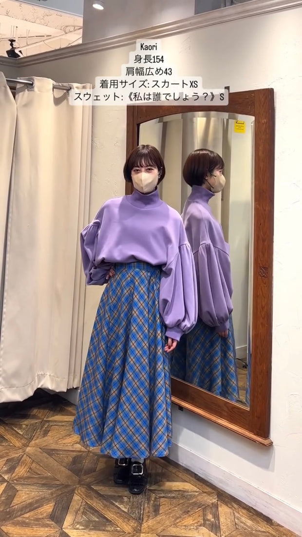 湖へピクニックに連れて行って》ハイウエストチェックフレアスカート