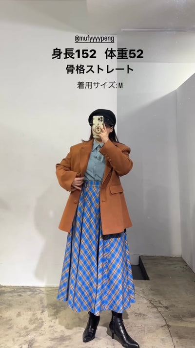 《湖へピクニックに連れて行って》ハイウエストチェックフレアスカート
