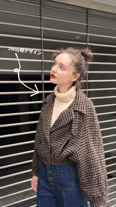 《チケットはすべて完売》2wayダブルブレストデザインジャケット-Brown