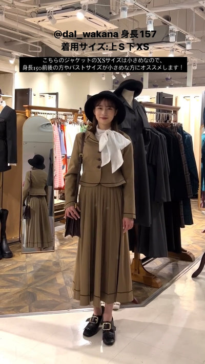 《うちで晩御飯食べていきなよ》ペプラムジャケット-Brown