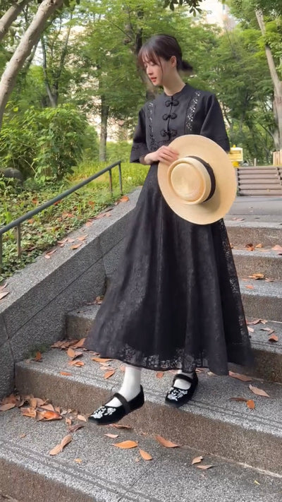 TNEWTIESオリジナル刺繍パンプス-Black