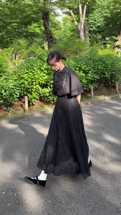 TNEWTIESオリジナル刺繍パンプス-Black
