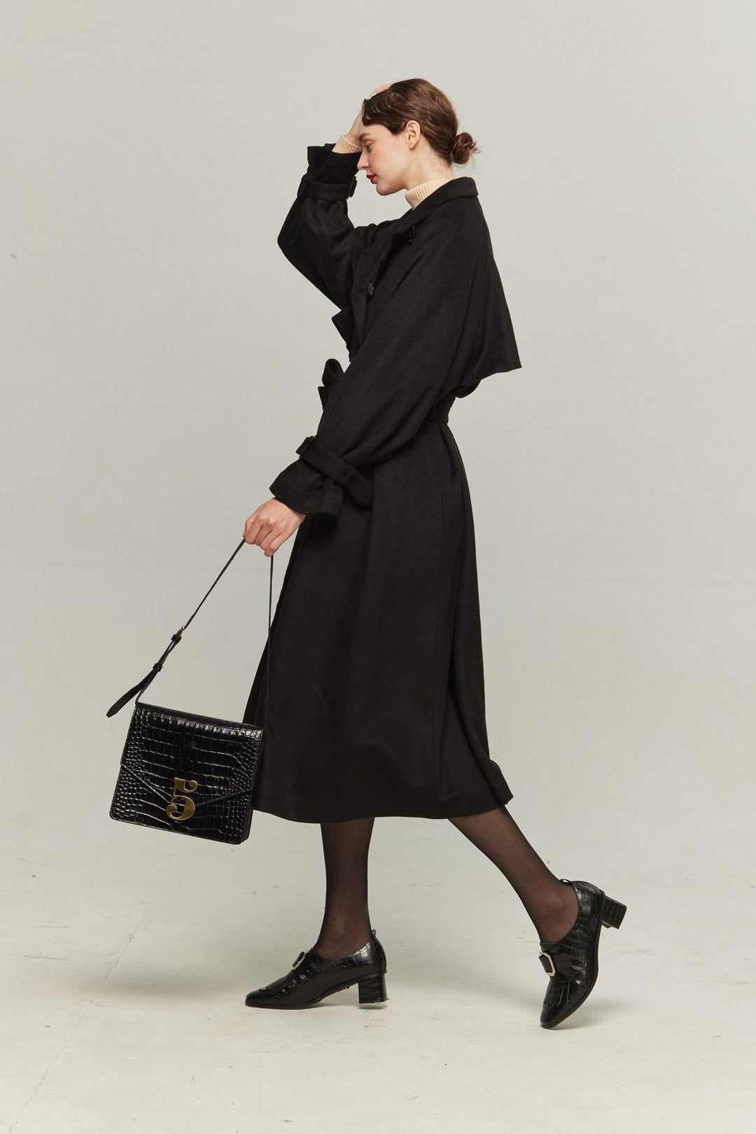 Tnewties 《とても重要なミッション》2WAYダブルブレストウールコート とても重要なミッション》2Wayダブルブレストウールコート-Black