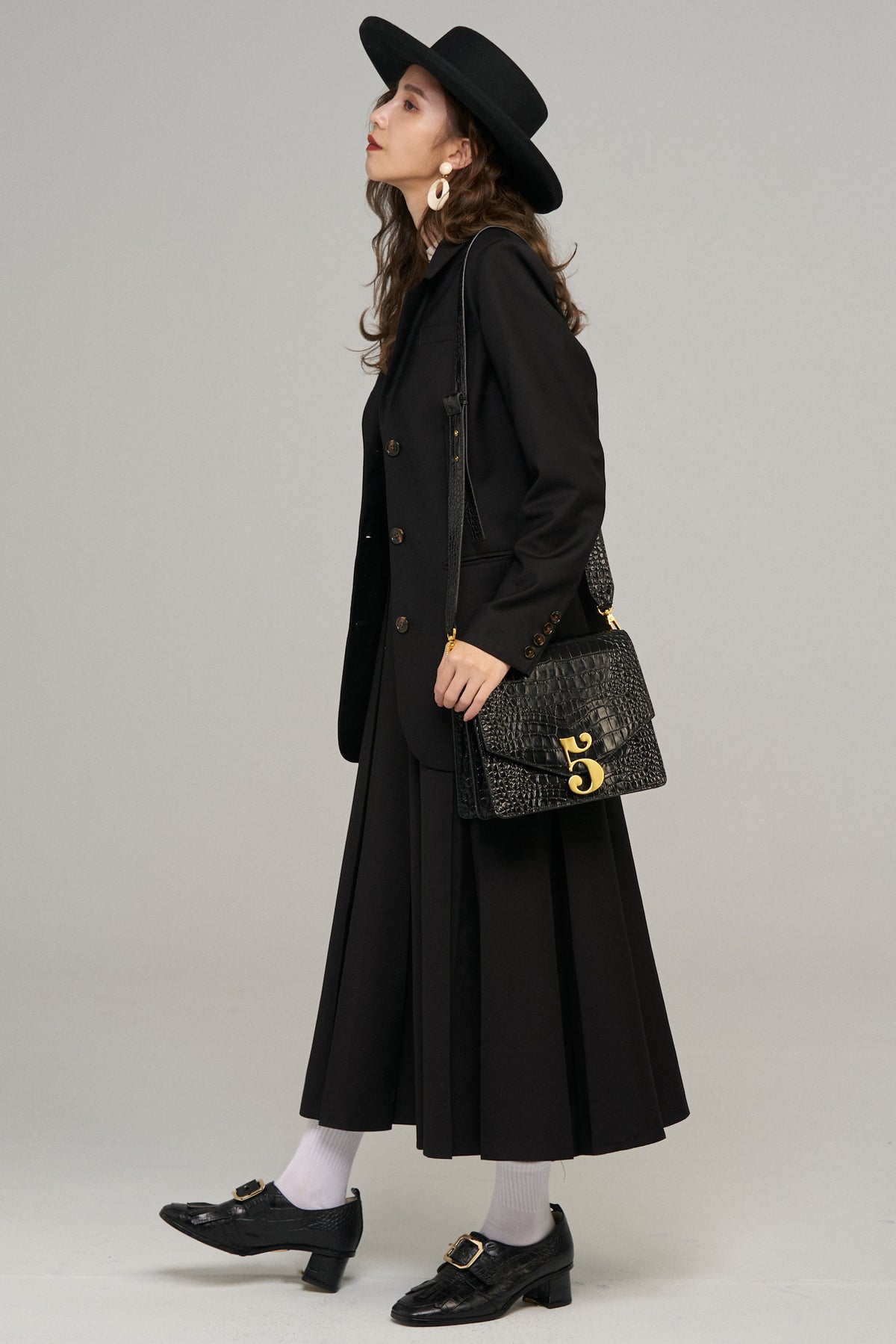 《I have to hang up》High waist box pleat skirt (Copy)