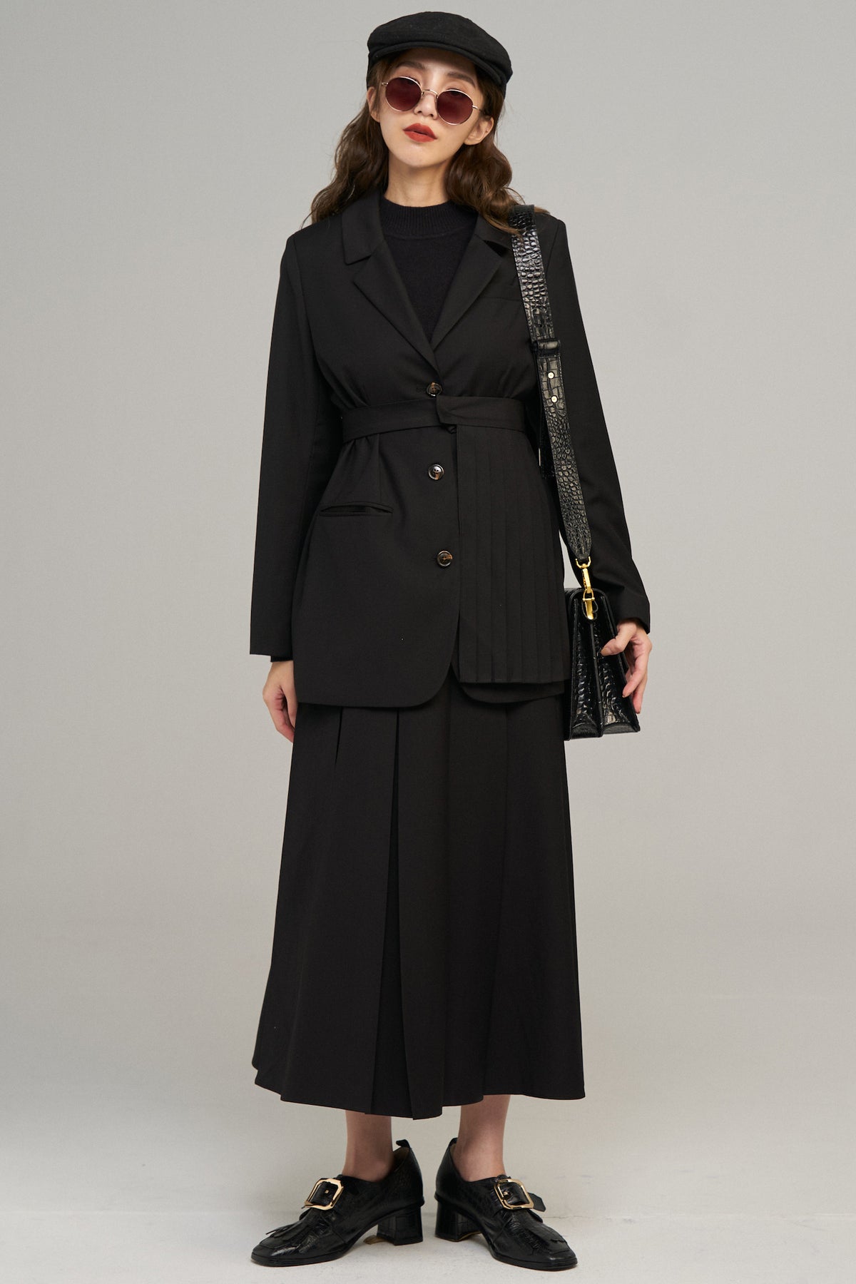 《I have to hang up》High waist box pleat skirt (Copy)