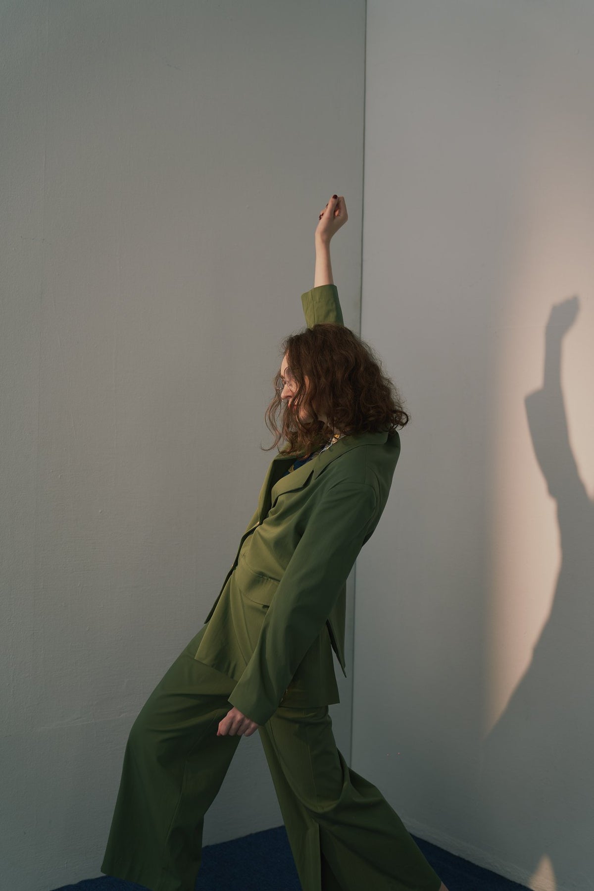 《Draw a map with tree branches》Double button jacket-Light green