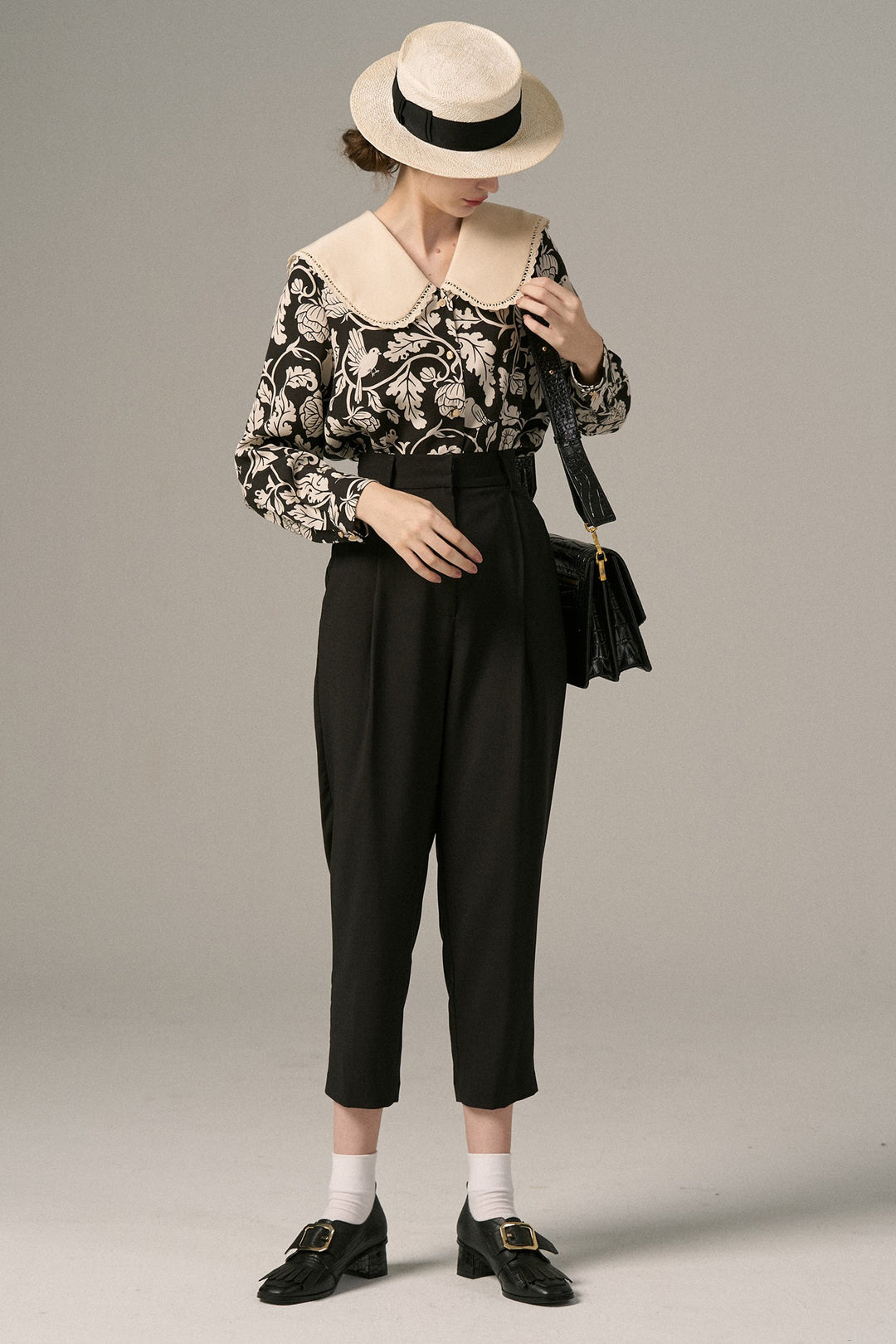 Tnewties　見て！カナリアだ！　セーラーカラーシノワズリブラウス　黒 見て！カナリアだ！》セーラーカラーシノワズリブラウス-Black – Tnewties