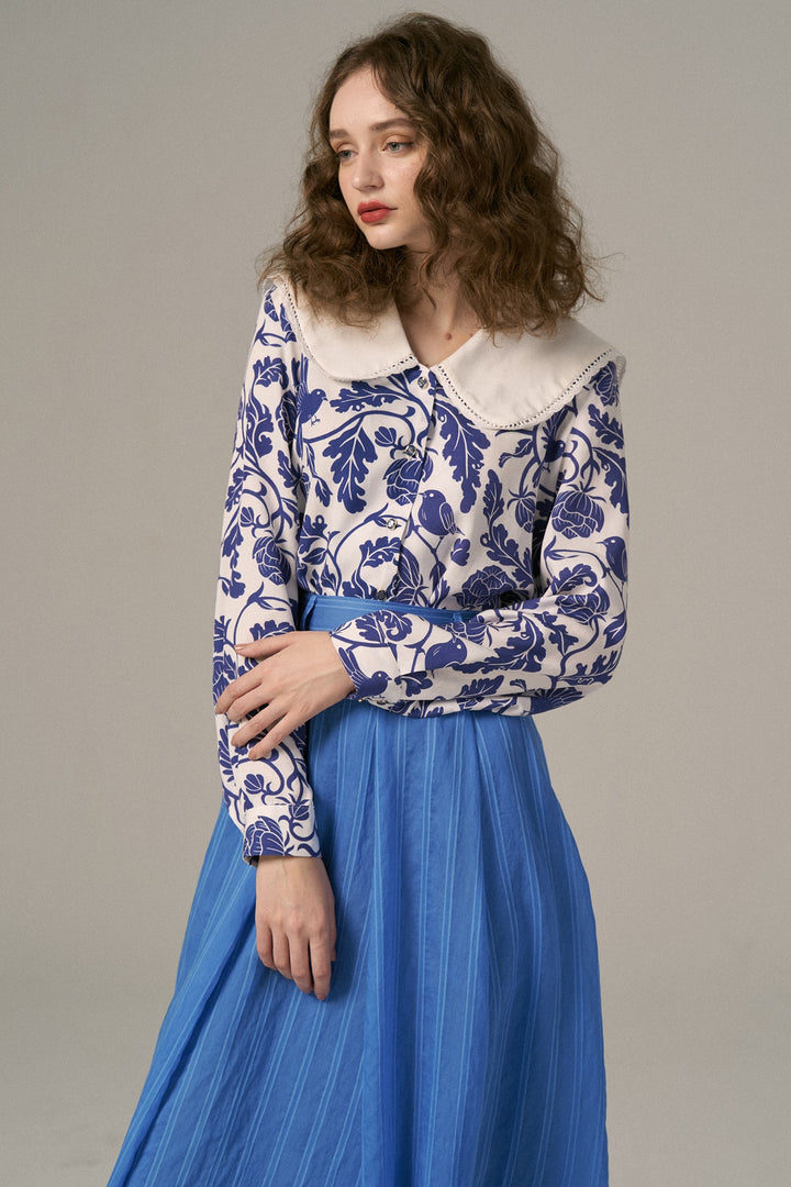 見て！カナリアだ！》セーラーカラーシノワズリブラウス-Blue – Tnewties