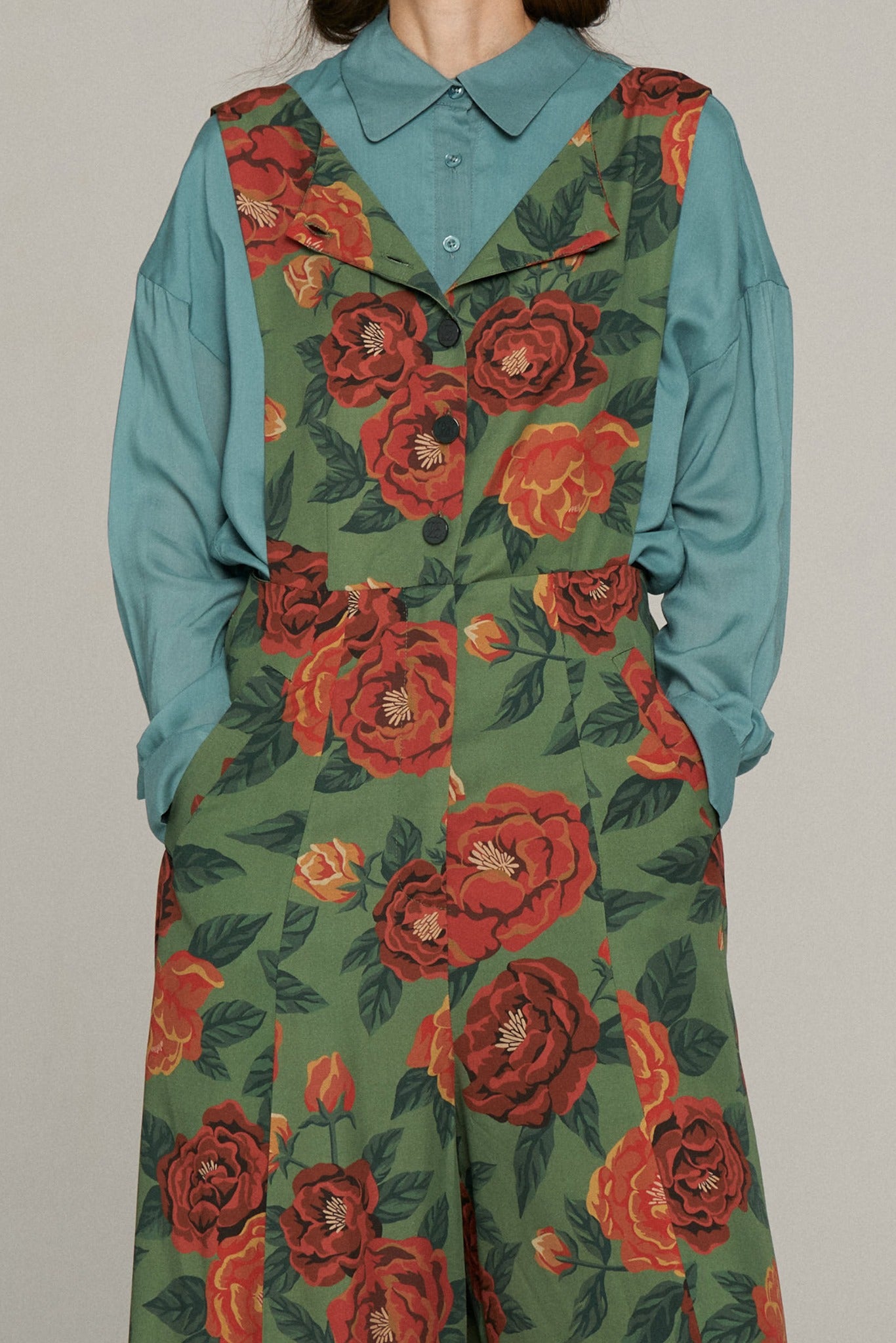 この牧場のオーナー》フローラルパターンオーバーオール-Green – Tnewties