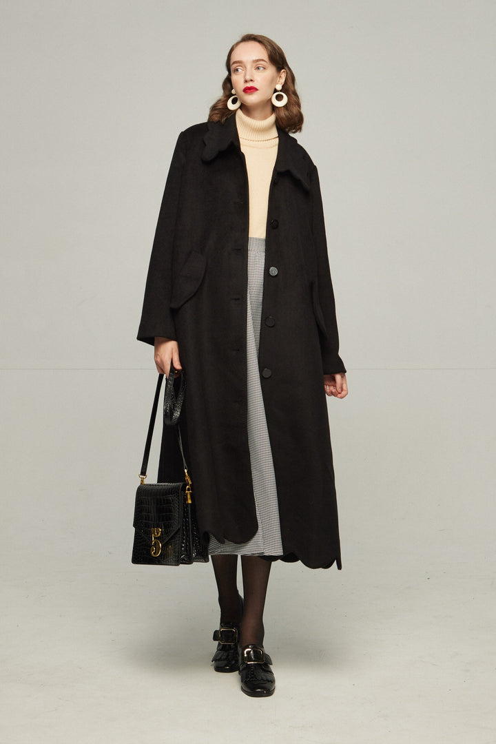 《つい一口食べちゃいました》ハイウエストサーキュラースカート-Houndstooth check