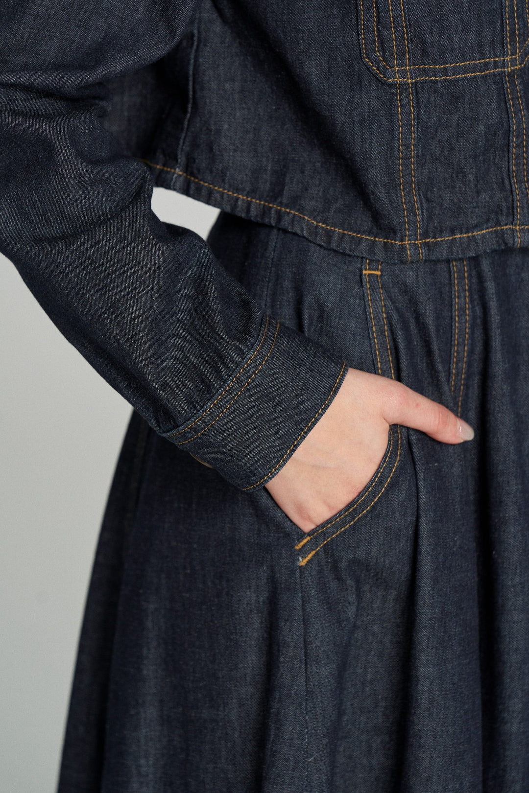 もうひとつのダイアリー》クロップドデニムジャケット-Navy