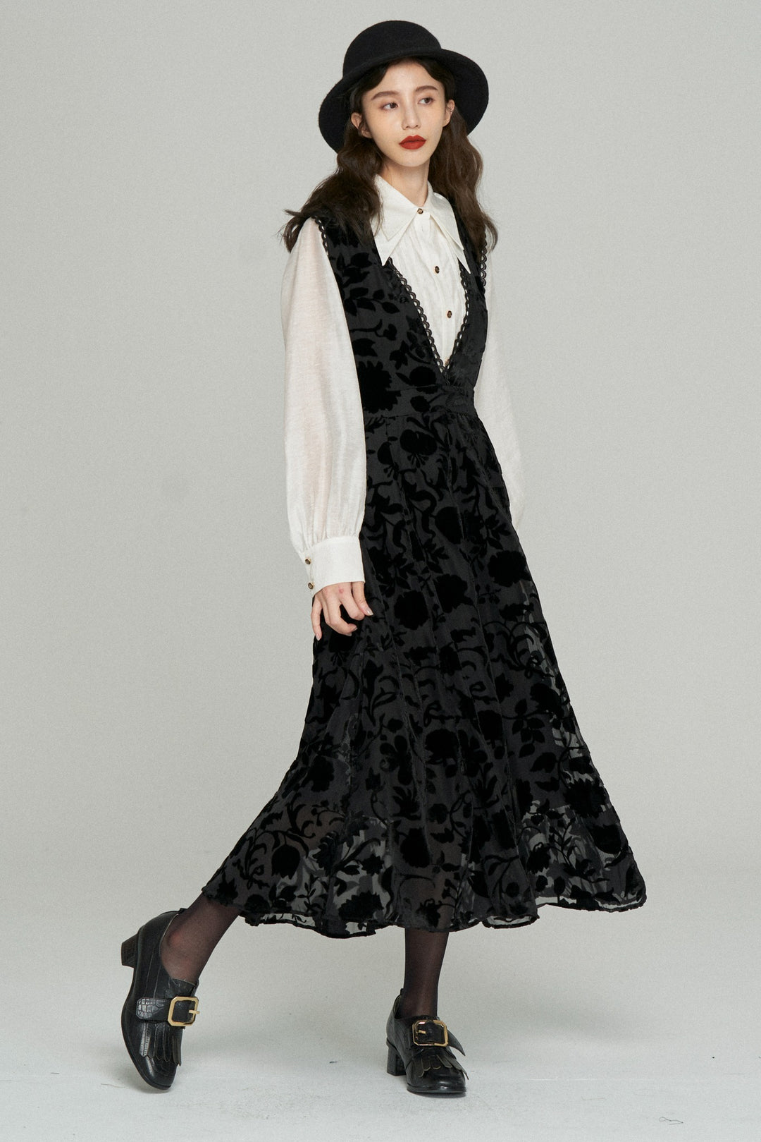 黒ノースリーブワンピースドレス Tnewties 私に物語を聞かせて 私に物語を聞かせて》ディープVネックドレス-Black – Tnewties