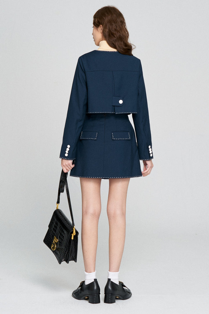 《ヘレンは甘い物を食べない》ハイウエストスカート-Navy
