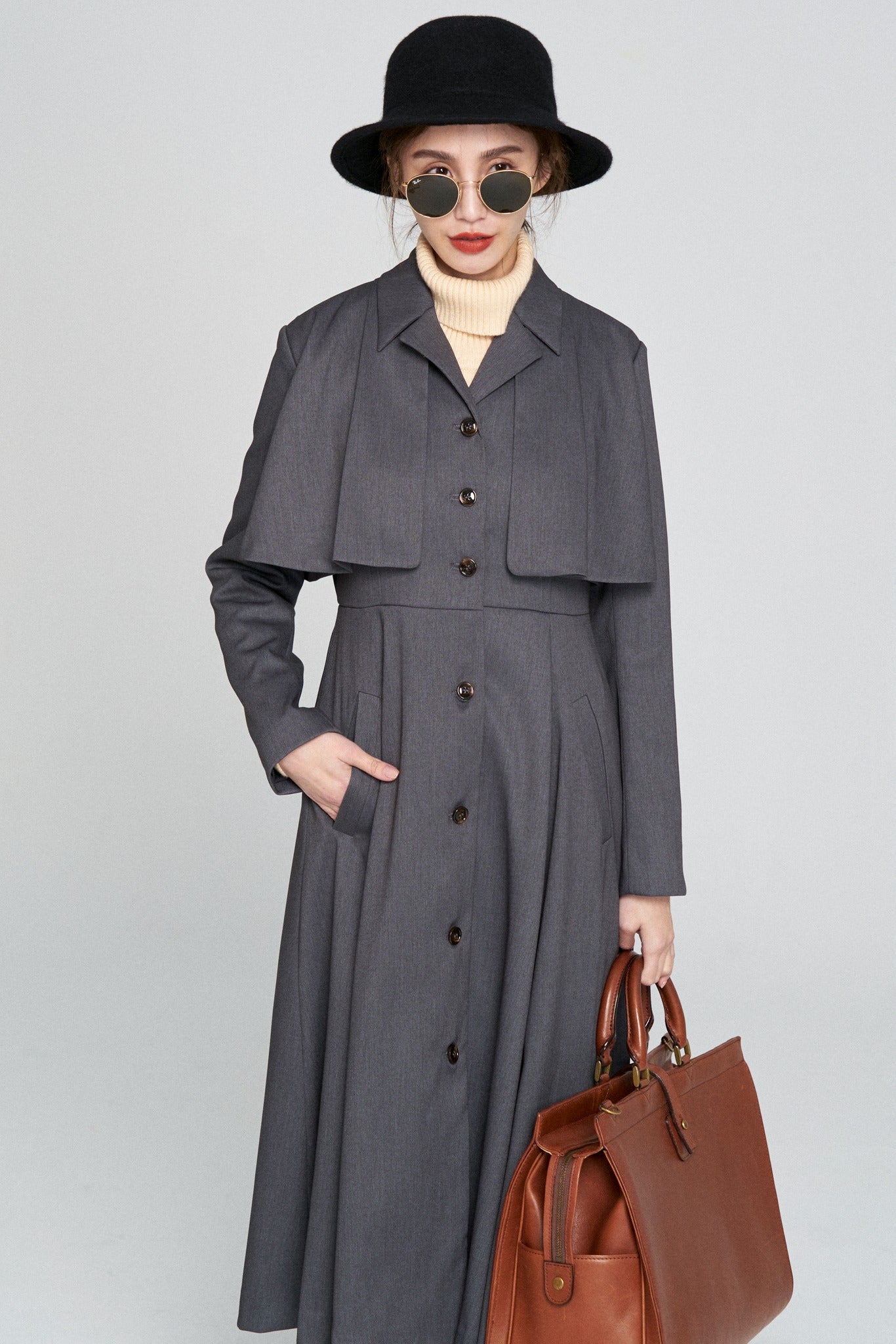 美品tnewties賞金100万円ロングコートワンピースMインバネ 賞金100万円》インバネスコートドレス-Gray – Tnewties