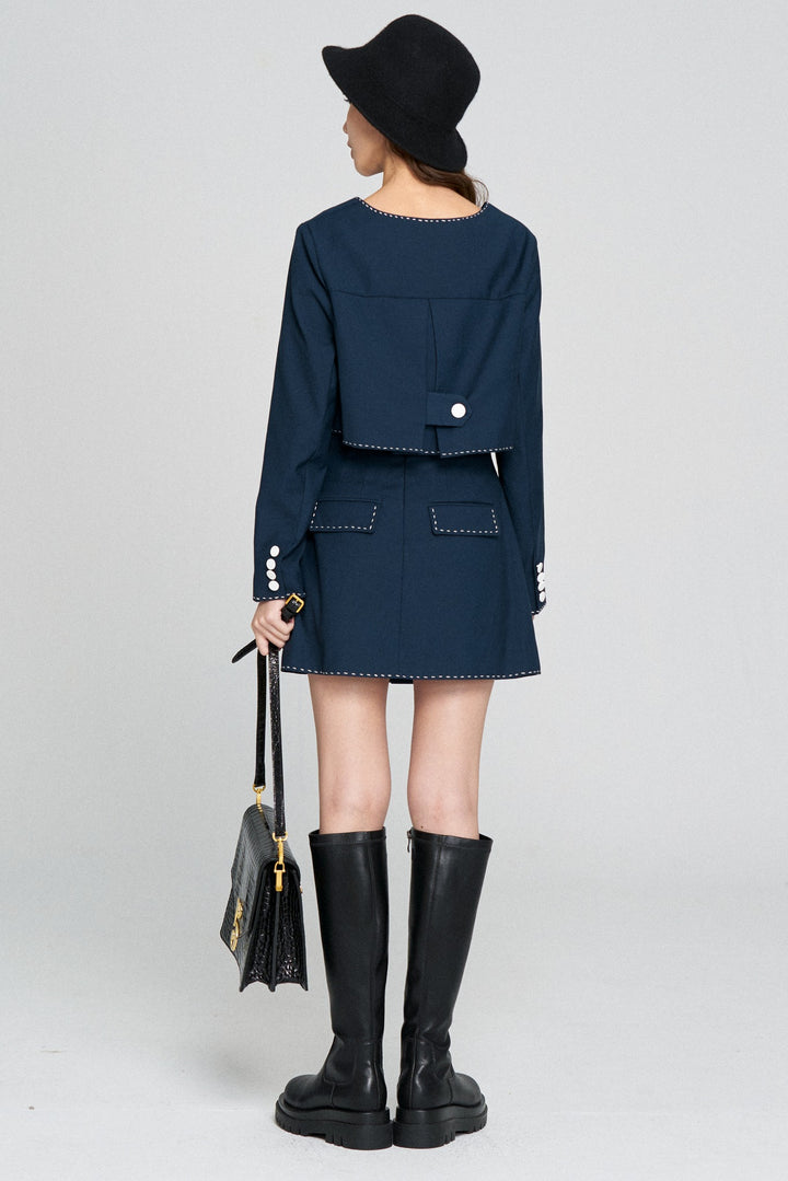 《ヘレンは甘い物を食べない》ハイウエストスカート-Navy
