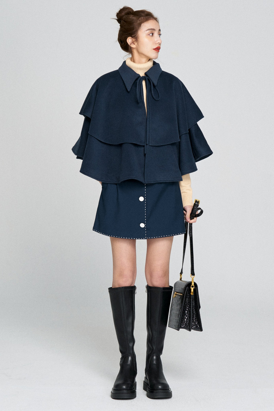 《ヘレンは甘い物を食べない》ハイウエストスカート-Navy