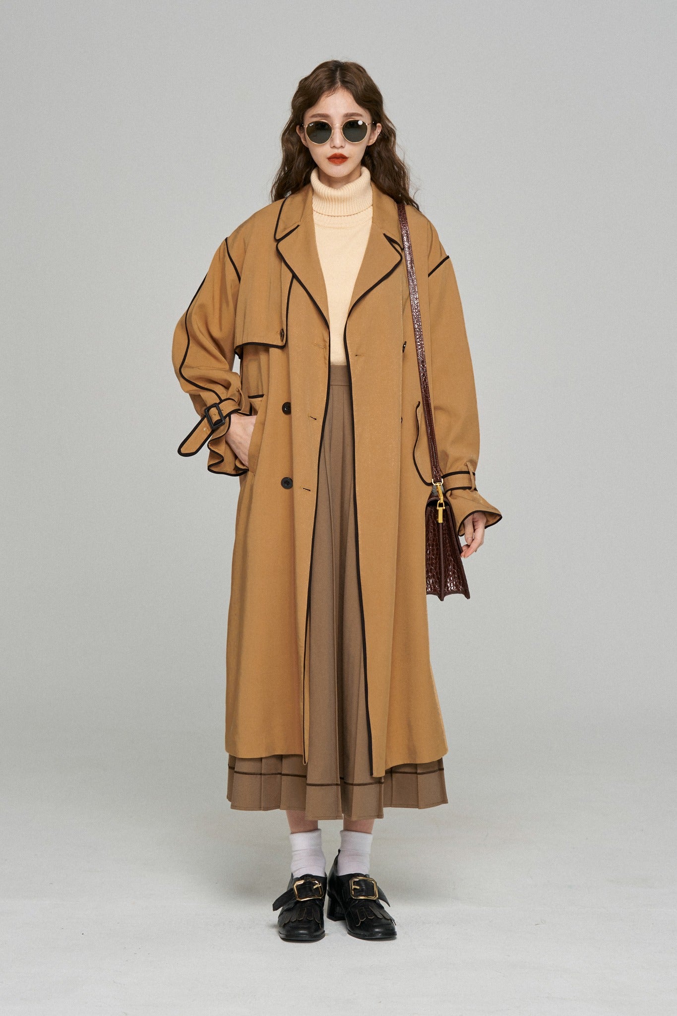 《うちで晩御飯食べていきなよ》ペプラムジャケット-Brown