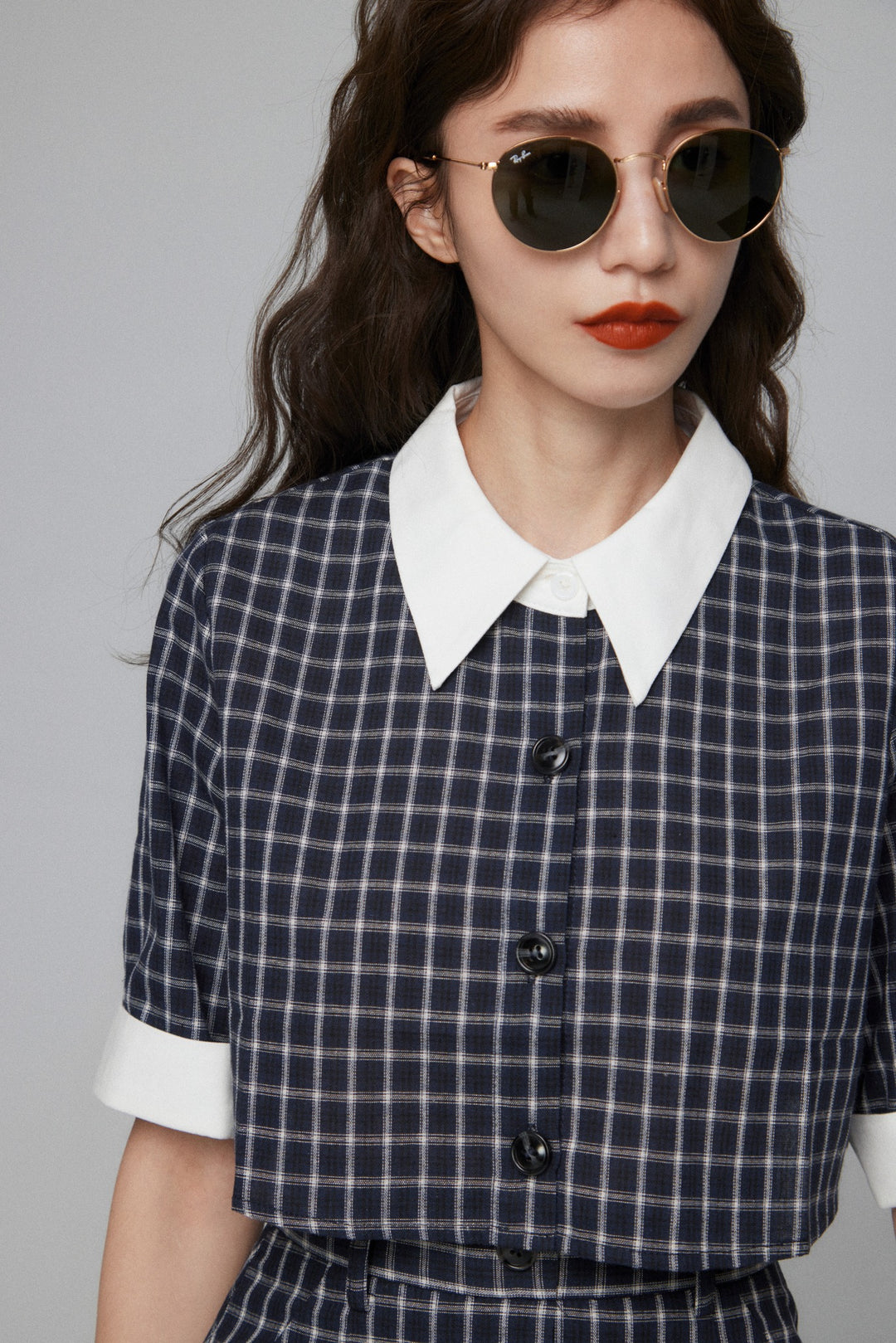 Last piece of puzzle》Cropped checkered blouse – Tnewties