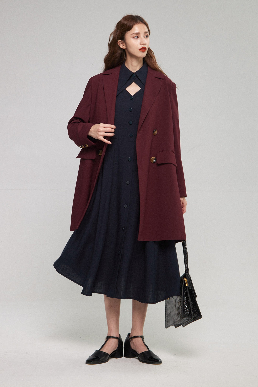 《魔法を一振りして》クラシカルシャツドレス-Navy