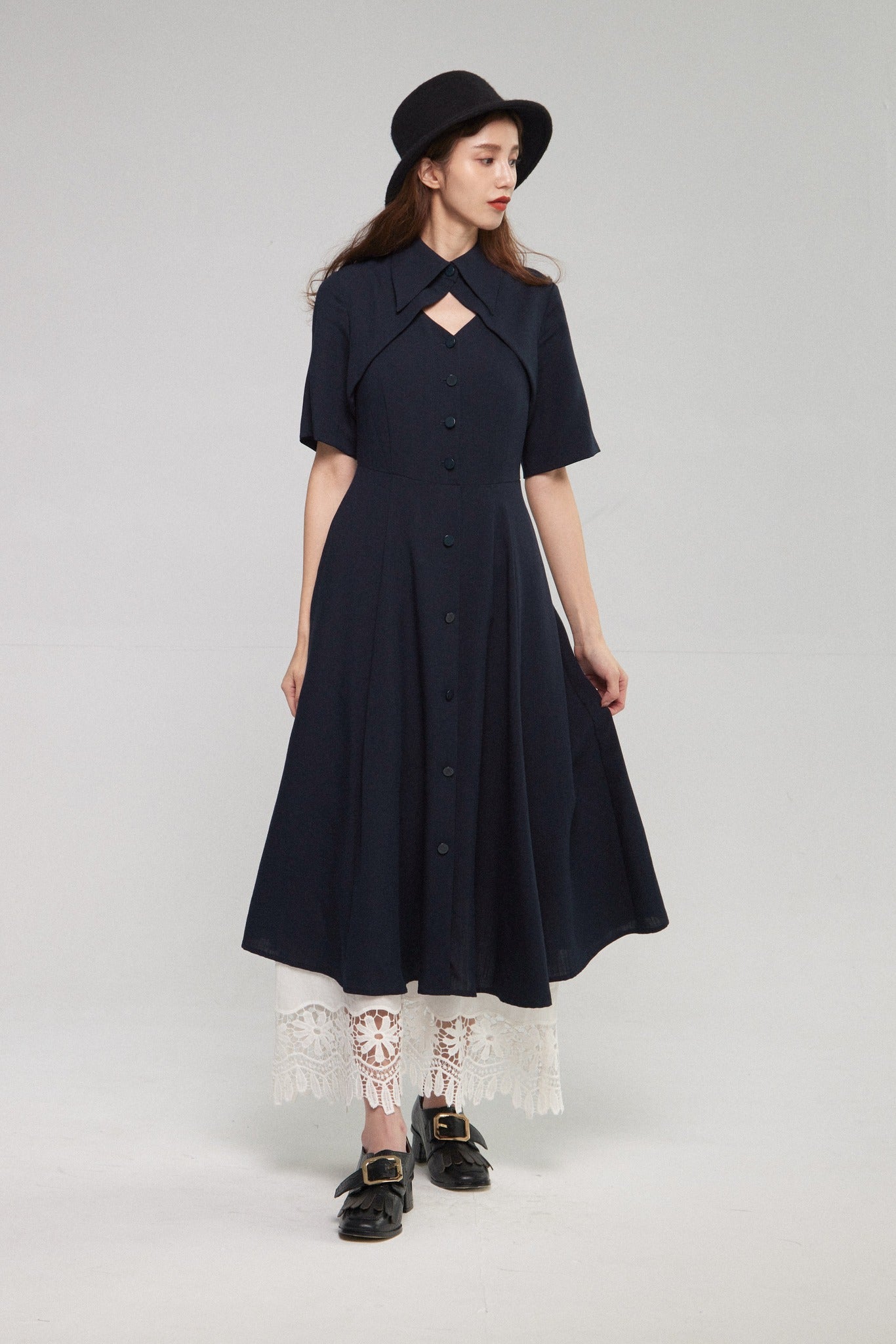 魔法を一振りして》クラシカルシャツドレス-Navy – Tnewties