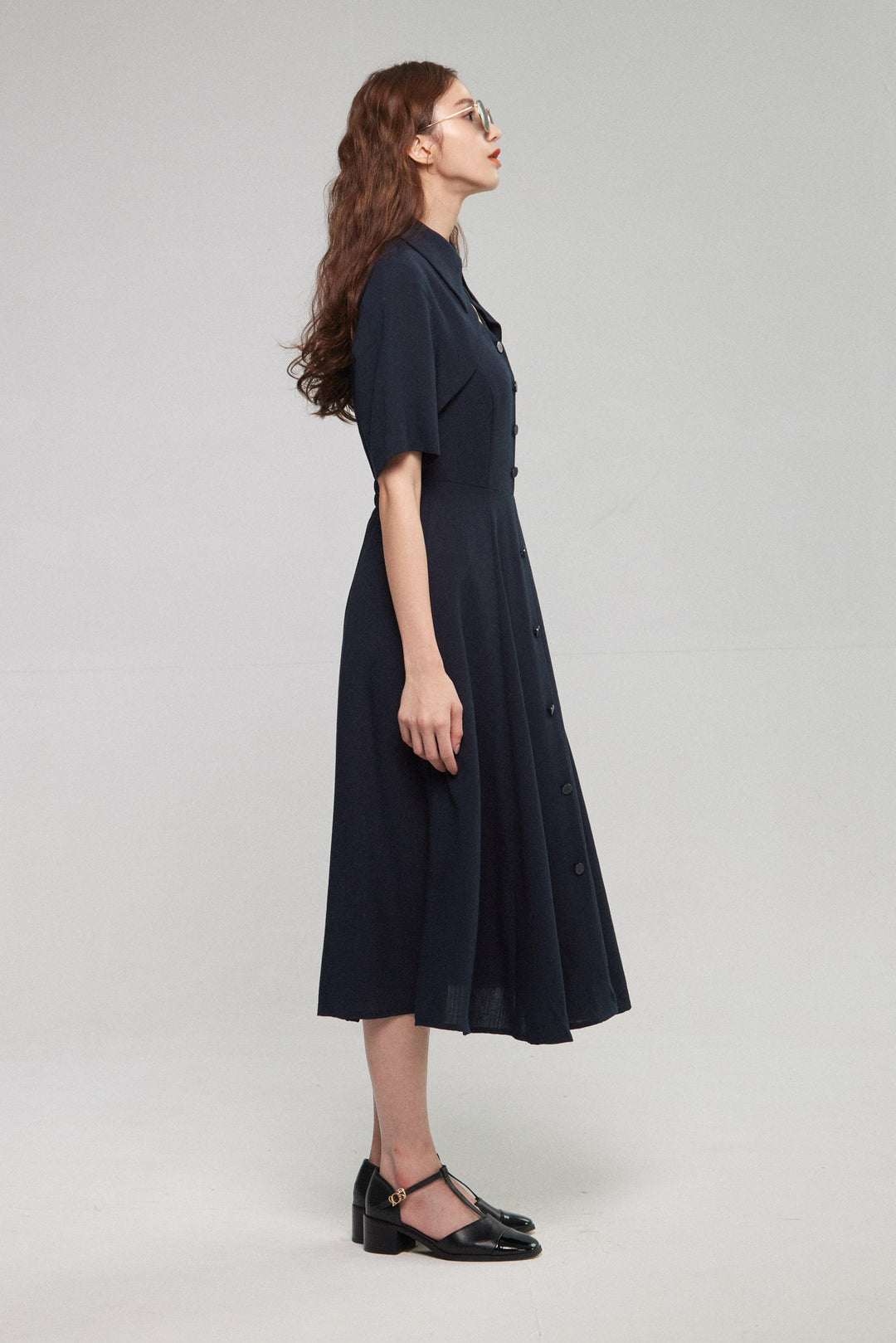 《魔法を一振りして》クラシカルシャツドレス-Navy