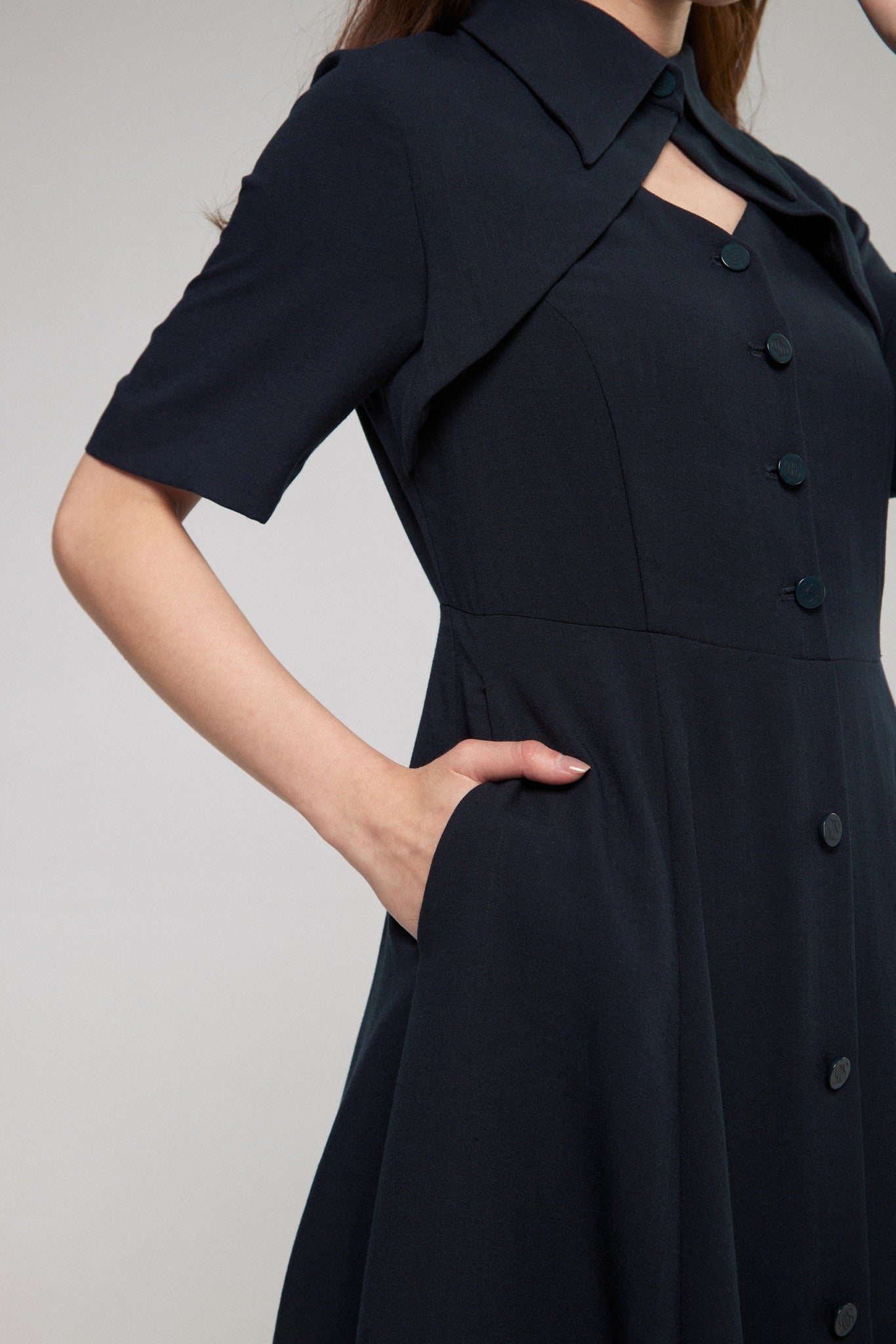 魔法を一振りして》クラシカルシャツドレス-Navy – Tnewties