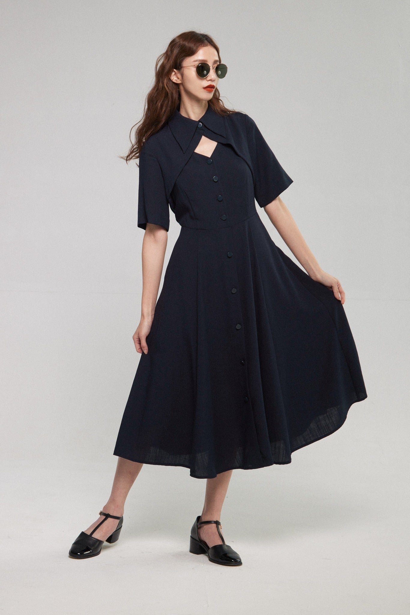 魔法を一振りして》クラシカルシャツドレス-Navy – Tnewties
