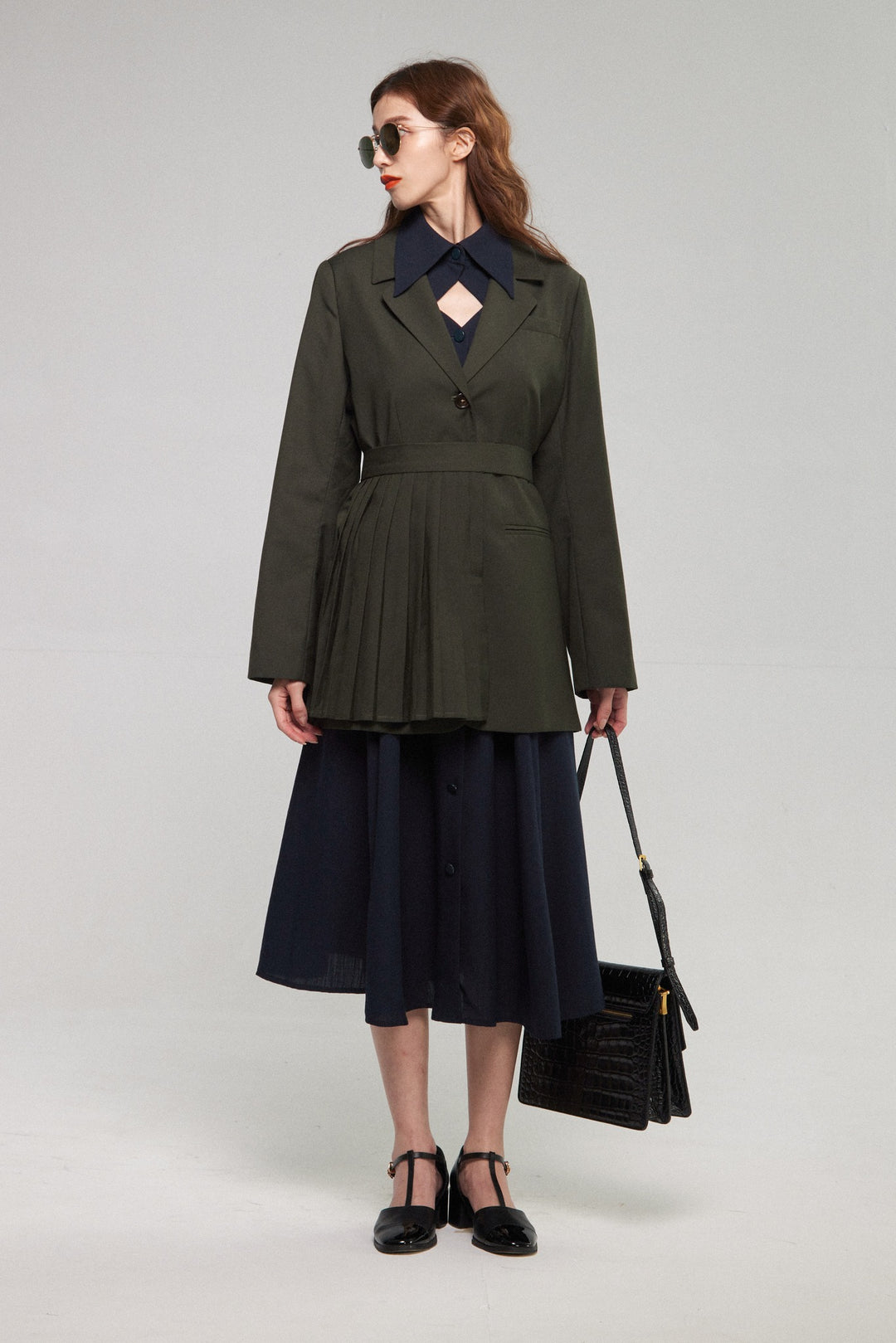 《魔法を一振りして》クラシカルシャツドレス-Navy