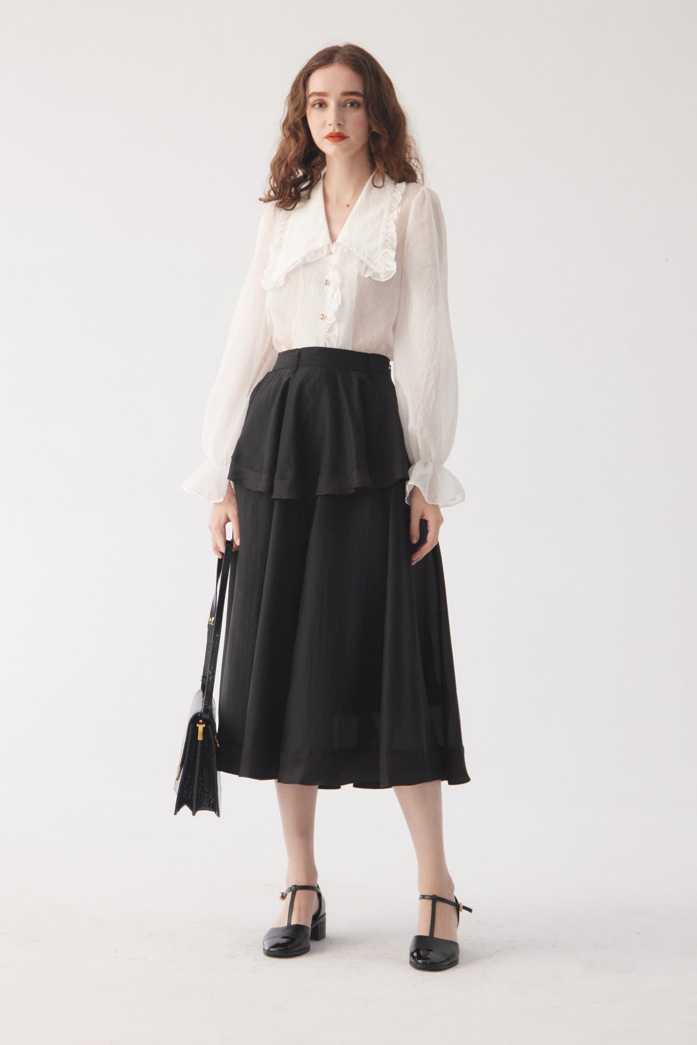 メリーがまた嫉妬している》シースルーフリルブラウス-Off White