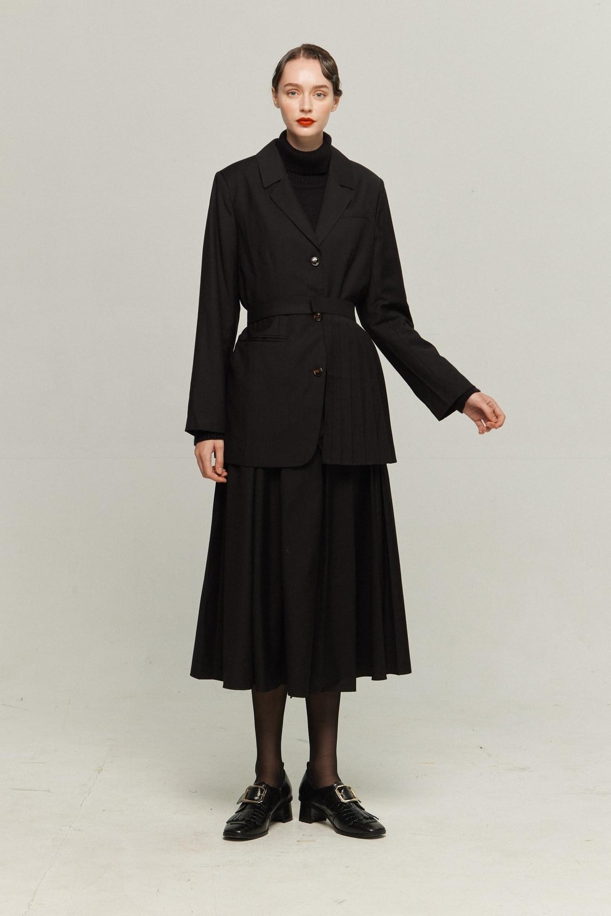 《I have to hang up》High waist box pleat skirt (Copy)