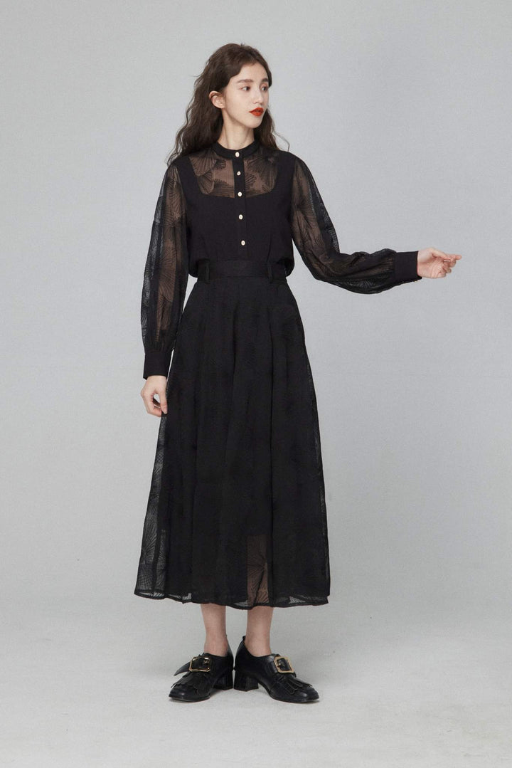 孔雀柄シースルーブラウス 孔雀柄シースルーブラウス