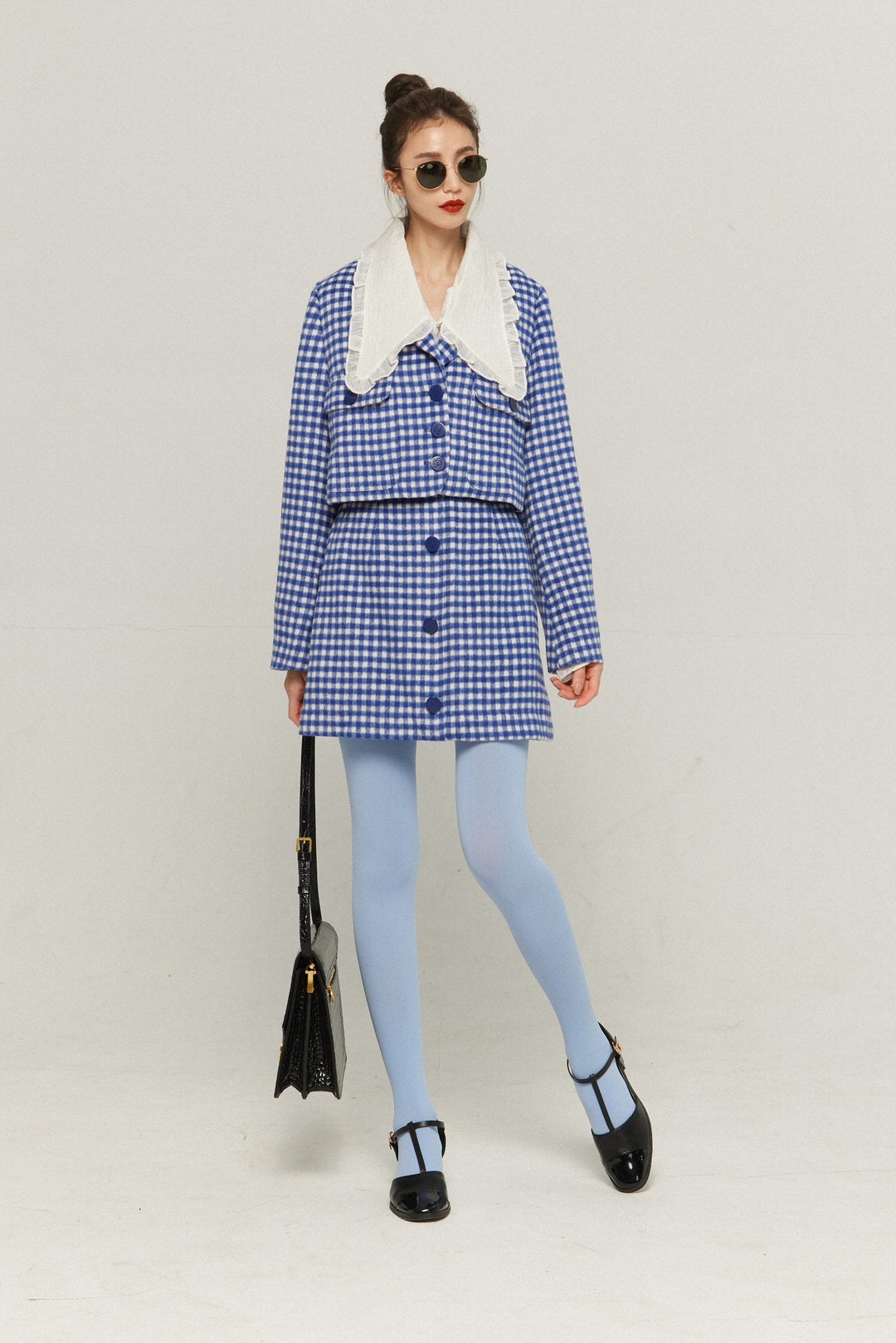 Accordion on board》Color-block plaid blouse – Tnewties