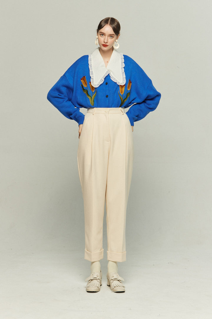《メリーがまた嫉妬している》シースルーフリルブラウス-Off White