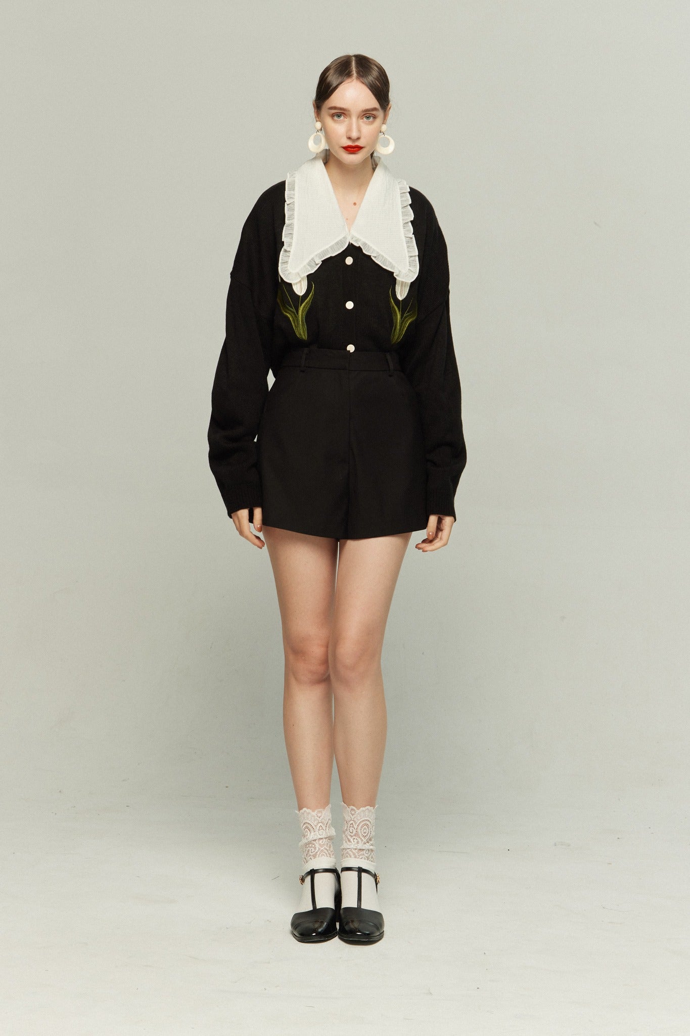 メリーがまた嫉妬している》シースルーフリルブラウス-Off White