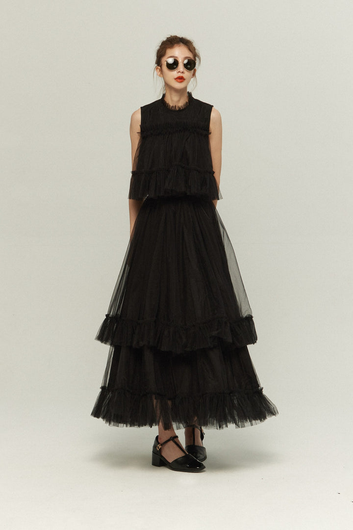 tnewties実は私300歳チュールフリルロング スカートチュールフリルトップ 324855987_577472967556460_8028