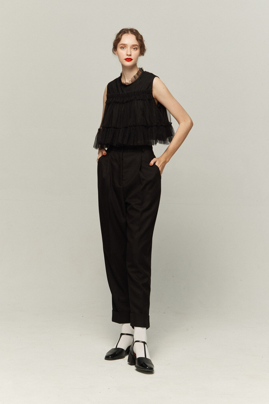 実は私300歳》チュールフリルトップ-Black – Tnewties