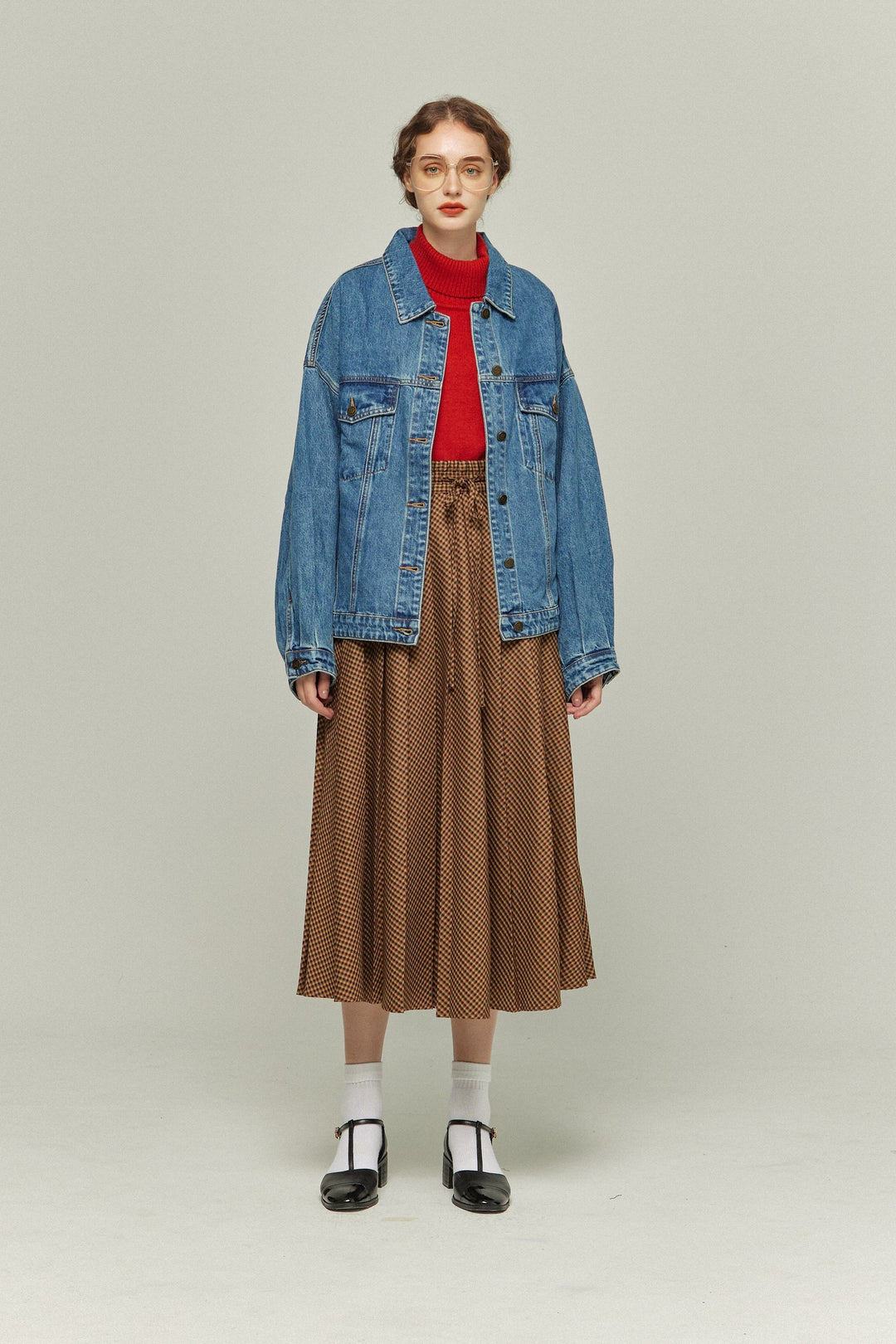Shopping at the supermarket with Jenny》Plaid denim Jacket