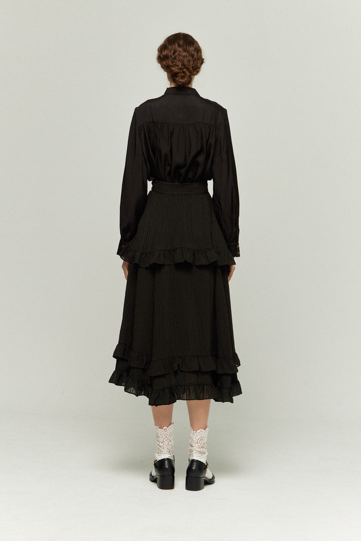 《月の呪文を唱えて》レイヤードフリルスカート-Black