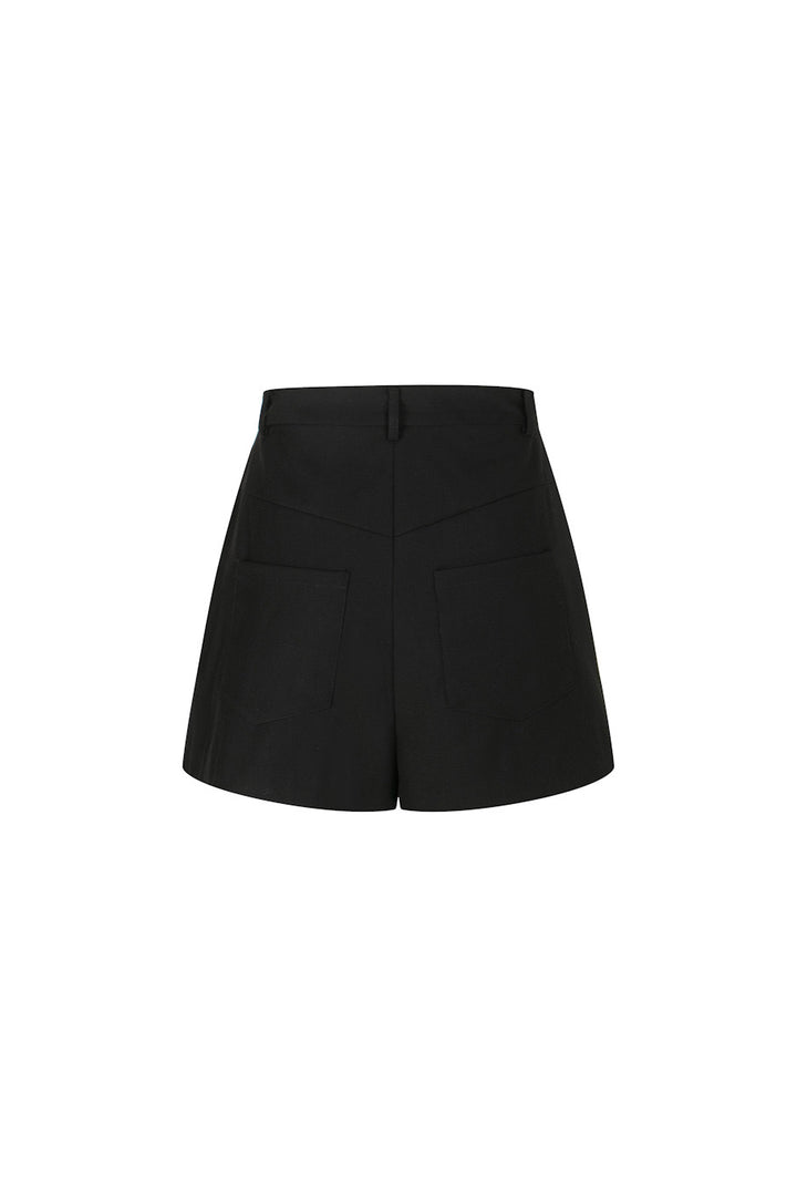 《羊皮紙に書いて》ハイウエストショートパンツ-Black