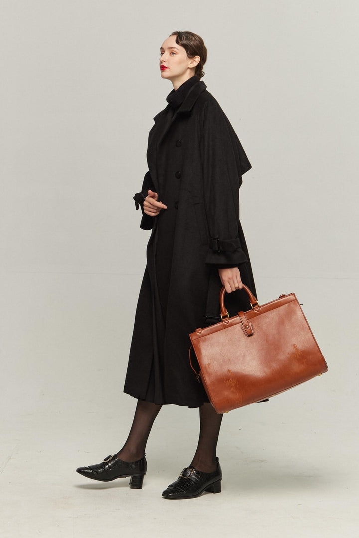 《とても重要なミッション》2Wayダブルブレストウールコート-Black