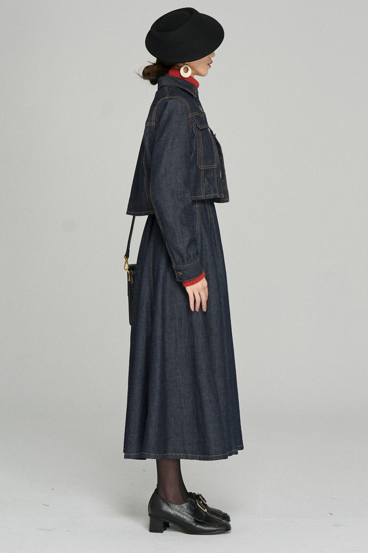 Tnewties もうひとつのダイアリー　クロップドデニムジャケット もうひとつのダイアリー》クロップドデニムジャケット-Navy