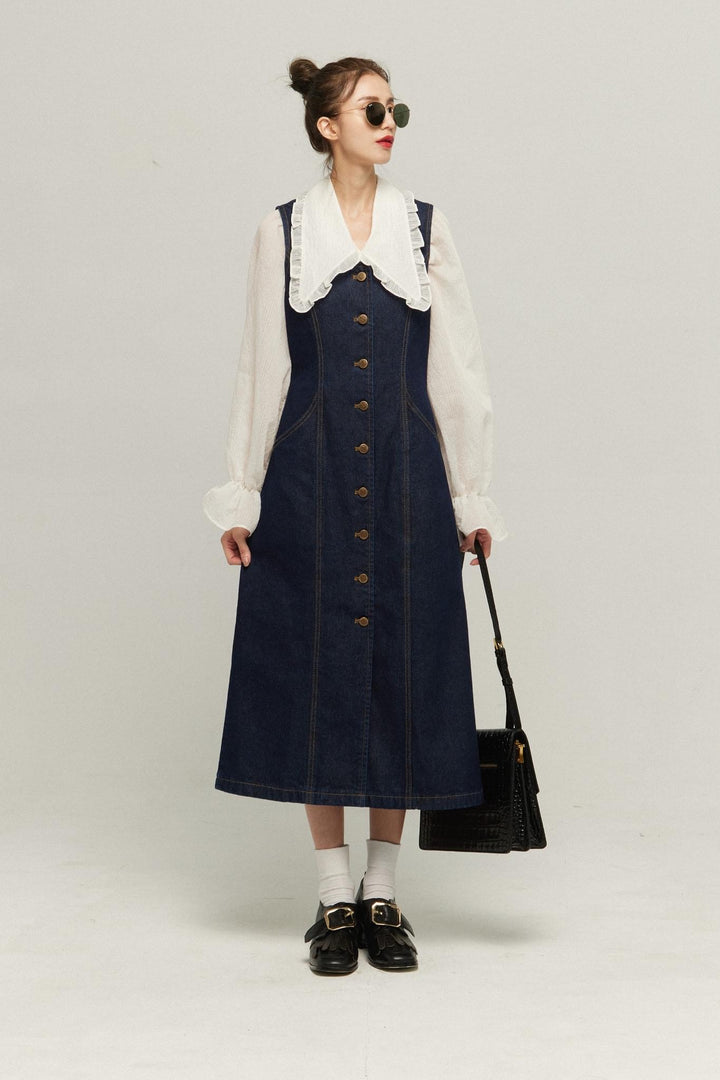 《メリーがまた嫉妬している》シースルーフリルブラウス-Off White