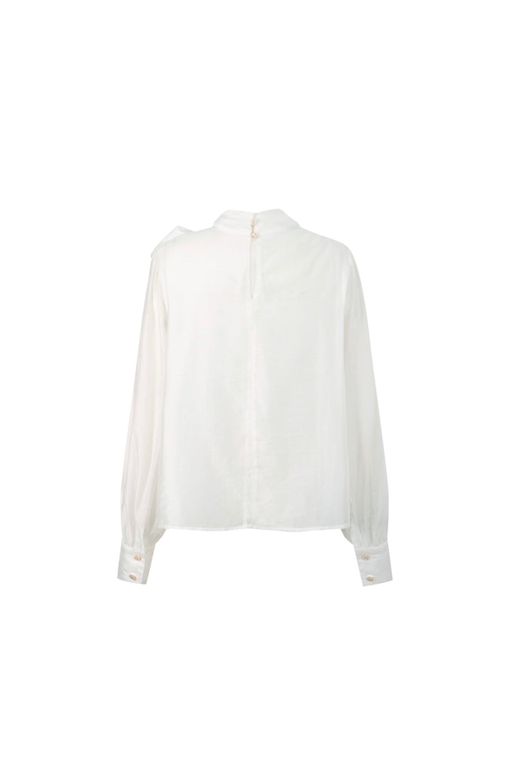 《トレヴィの泉に財布を落としちゃった》リボンブラウス-White