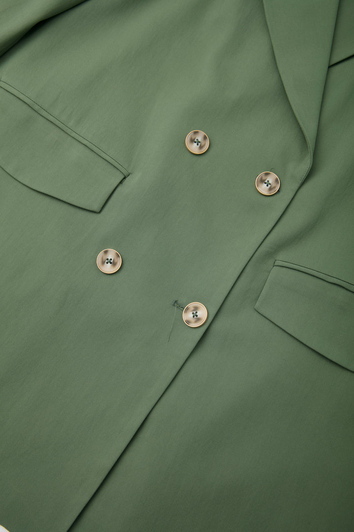 《木の枝で地図を描いて》ダブルボタンジャケット-Light green