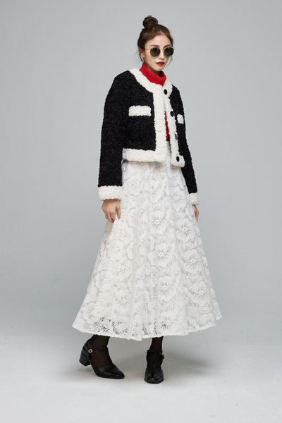 《私は今ラスベガスにいる》カーリーファージャケット-Black